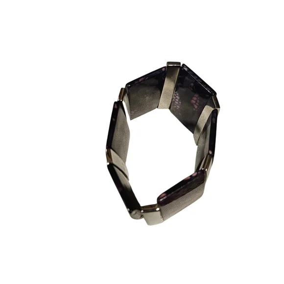 Translucent Iridescent Purple Snakeskin Lucite and Polished Silvertone - Picture 2 of 3